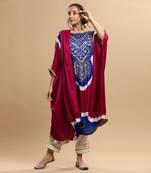 Electric Blue And Majenta Bandhani Kaftan
