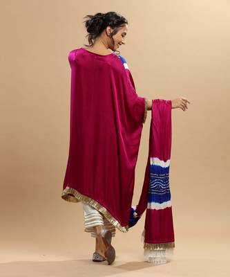 Electric Blue And Majenta Bandhani Kaftan 3