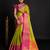 Parrot green woven silk saree with blouse