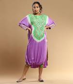 Mauve And Green Bandhani Kaftan
