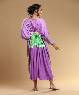 Mauve And Green Bandhani Kaftan 4