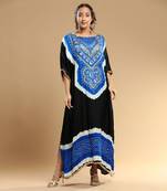 Electric Blue And Black Bandhani Kaftan