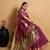 Wine woven organza saree with blouse