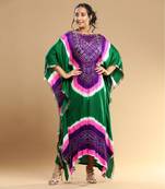 Purple Pink White Green Bandhani Kaftan