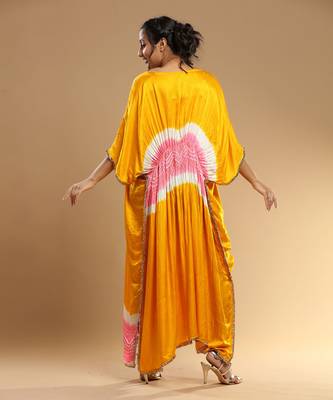 Peach And Yellow Bandhani Kaftan 4