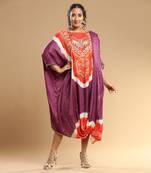 Orange And Mauve Bandhani Kaftan
