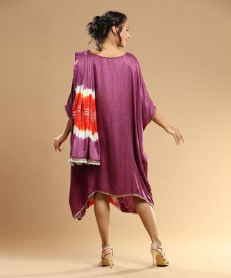 Orange And Mauve Bandhani Kaftan 4