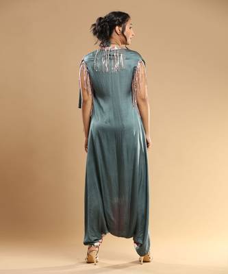 Fuschia And  Grey Bandhani Jumpsuit 4