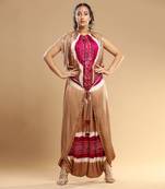 Majenta And Lightt Brown Bandhani Jumpsuit