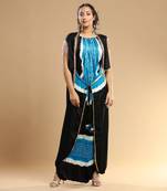 Turqoise And Black Bandhani Jumpsuit