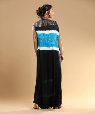 Turqoise And Black Bandhani Jumpsuit 4