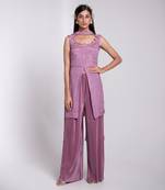 Short Peplum Kurta Set With A Choker Dupatta.