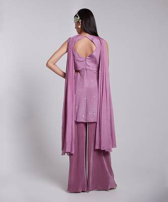Short Peplum Kurta Set With A Choker Dupatta. 3