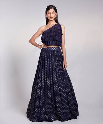 One Shoulder Crop Top With Pleated Skirt 1