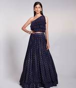 One Shoulder Crop Top With Pleated Skirt