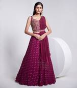 Sleeveless Embroidered Blouse With Dupatta On One Side Of The Shoulder