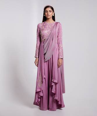 Beautifully Hand Crafted Pant Saree Set Having Pre Pleated Crush Pallu. 1