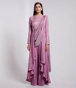 Beautifully Hand Crafted Pant Saree Set Having Pre Pleated Crush Pallu.