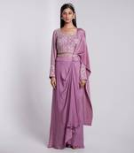 Beautifully Hand Crafted Skirt Saree Set Having Pre Pleated Crush Pallu.