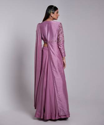Pre Draped Saree Lehenga Set. It Has A Jacket Blouse. 2