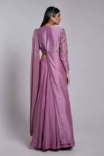 Pre Draped Saree Lehenga Set. It Has A Jacket Blouse.