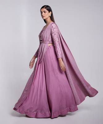 Pre Draped Saree Lehenga Set. It Has A Jacket Blouse. 4