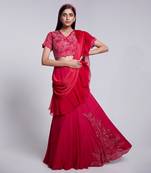 Beautifully Hand Embroidered Blouse Paired With A Fish Cut Skirt.