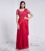 Pre Draped Saree With Crush Pallu