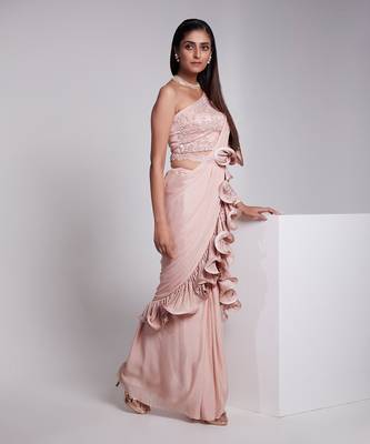 The Saree Is Pre Draped With A Seperate Embroidered Belt. 2