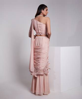 The Saree Is Pre Draped With A Seperate Embroidered Belt. 5