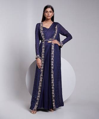 Flawless Predraped Saree With Hand Crafted Buti Bustier 1