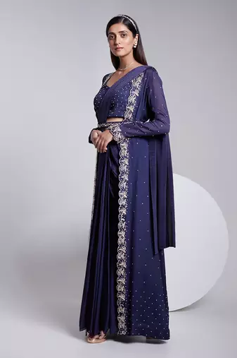 Flawless Predraped Saree With Hand Crafted Buti Bustier