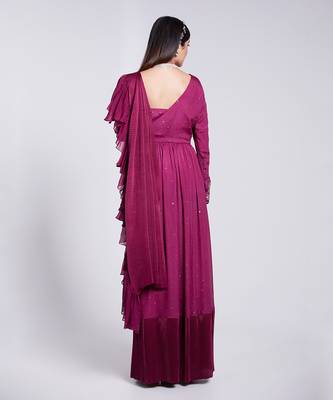 Beautifully Hand Crafted Saree Set Having Pre Pleated Crush Pallu 6