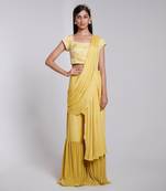 Flawless Pant Saree With Embriodered Blouse.