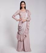 A Very Unique And Chic Pant Saree With A Stunning Drape Style