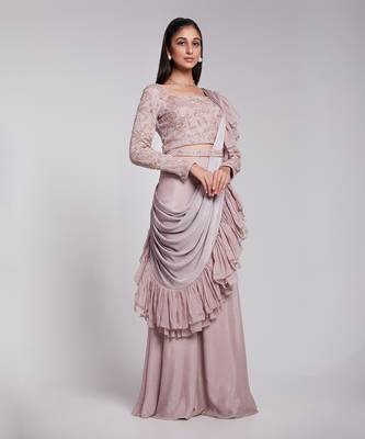 A Very Unique And Chic Pant Saree With A Stunning Drape Style 2
