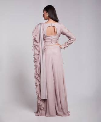 A Very Unique And Chic Pant Saree With A Stunning Drape Style 4