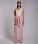 One Shoulder Peplum Top Set With Peek-A-Boo On One Side Of The Waist