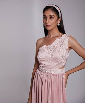 One Shoulder Peplum Top Set With Peek-A-Boo On One Side Of The Waist 3