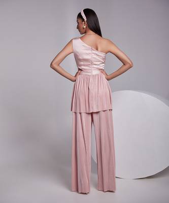 One Shoulder Peplum Top Set With Peek-A-Boo On One Side Of The Waist 4