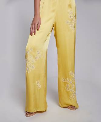 Jumpsuit With One Shoulder Ruffle Details The Pants Have Hand Embroidery 3