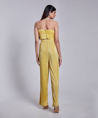 Beautiful Two Piece Set With Asymmetric Blouse Details The Pants Are In Crush Fabric 4