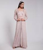 A Beautifully Hand Crafted Jacket With Tubes And Sequence Paired With A Crop Top And Crush Pants