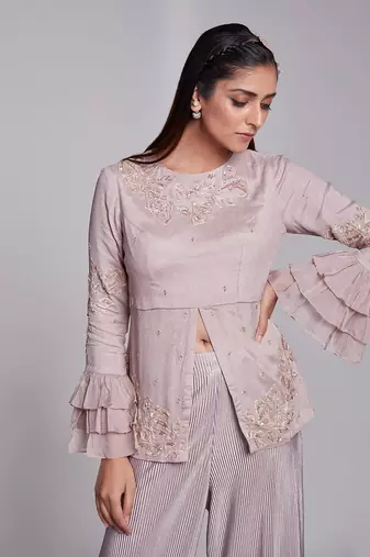 This Ensemble Is A Perfect Contemporary  Fusion Wear It Is Paired With Crush Pants.