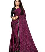 WOMEN  WINE  LYCRA BLEND ZARI PRINT SAREE