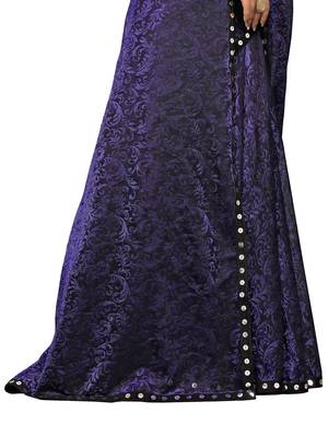 WOMEN  BLUE  LYCRA BLEND ZARI PRINT SAREE 5