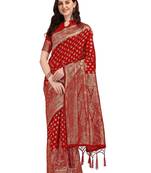 Red Woven Banarasi Saree Without Blouse