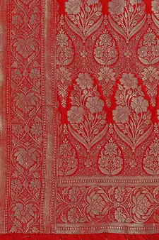 Red Woven Banarasi Saree Without Blouse