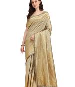 Cream Woven Banarasi Saree Without Blouse