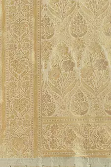 Cream Woven Banarasi Saree Without Blouse